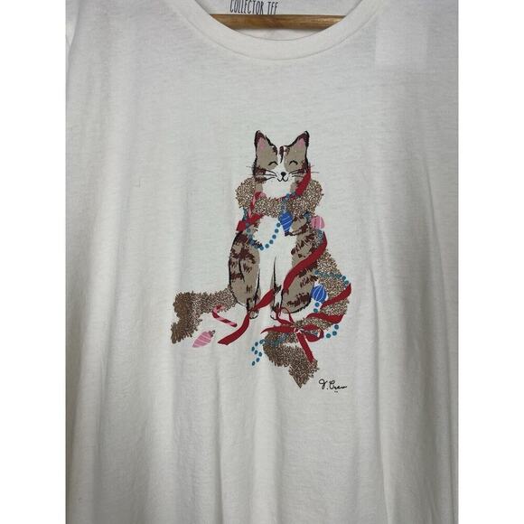 J. Crew Factory Womens Holiday Collector Tee Small Cat Long Sleeve Top - Picture 2 of 5